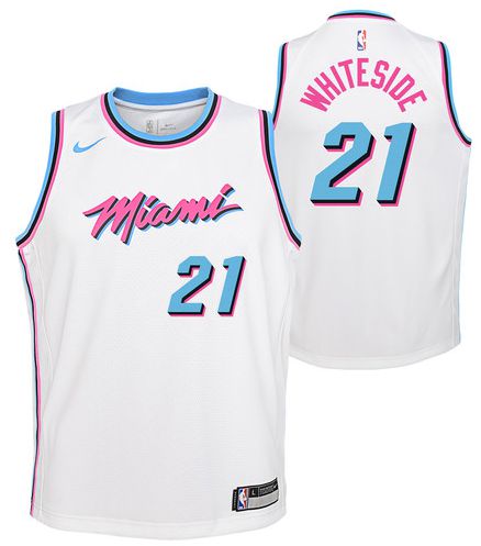 Men Miami Heat #21 Whiteside White City Edition Nike NBA Jerseys->->NBA Jersey